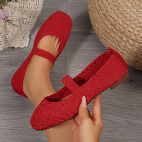 Damen Strick-Ballerina mit elastischem Riemen und flexibler Sohle Shop Nory