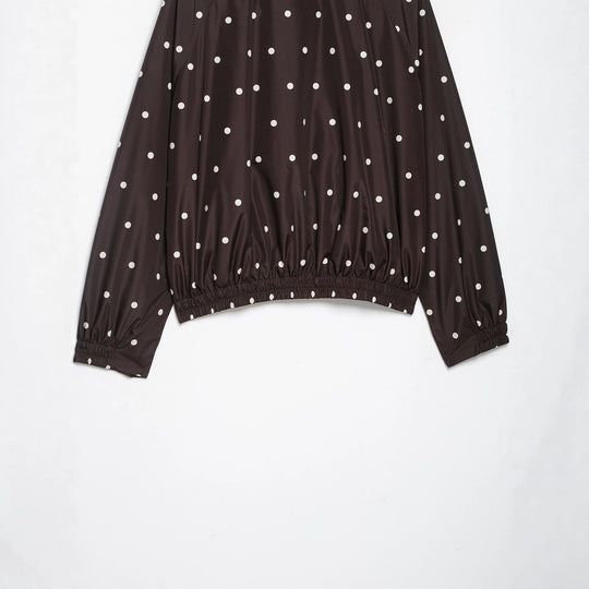 Damen Leichte Cropped-Regenjacke mit Stehkragen, Druckknopfleiste und Polka‑Dot-Design Shop Nory