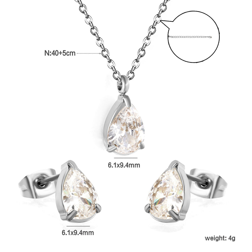 Damen Schmuckset mit funkelndem Kristall-Anhänger und eleganten Ohrsteckern Shop Nory