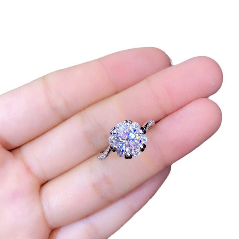 Damen blütenförmiger Schmuckring mit strahlendem Zirkonia Shop Nory