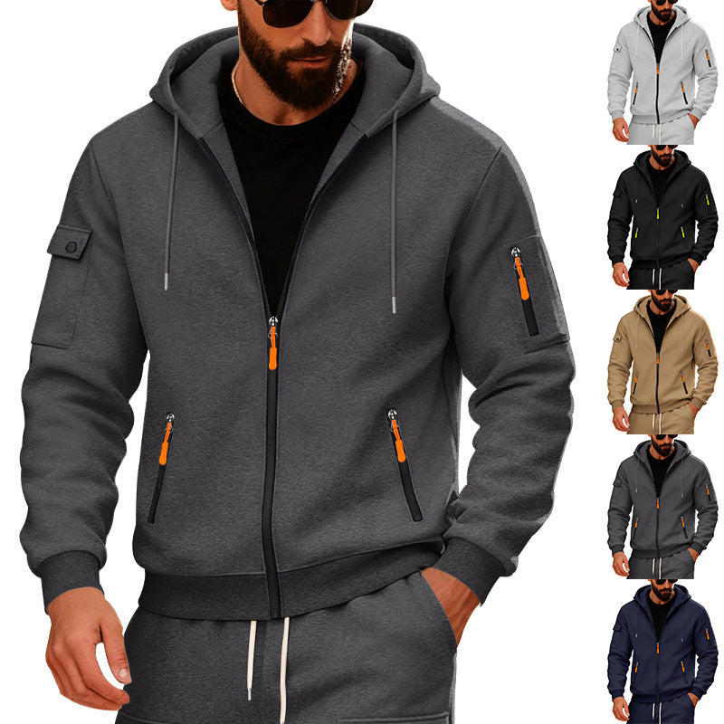 Herren sportlicher Kapuzenpullover mit modischen Schnellverschlüssen und praktischen Taschen