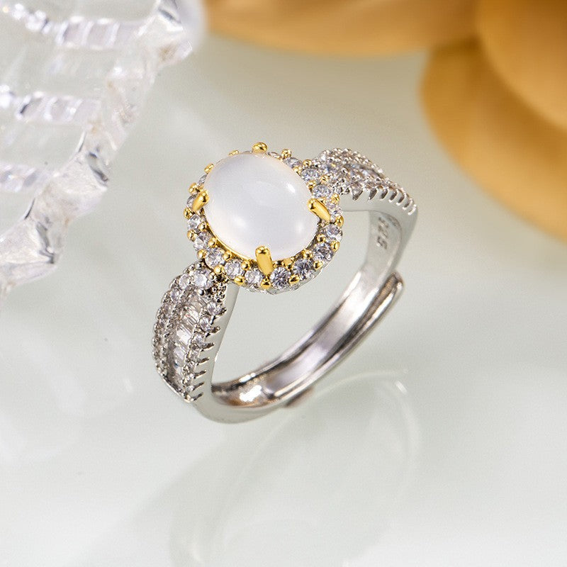 Damen eleganter und funkelnder Ring mit Mondstein Shop Nory