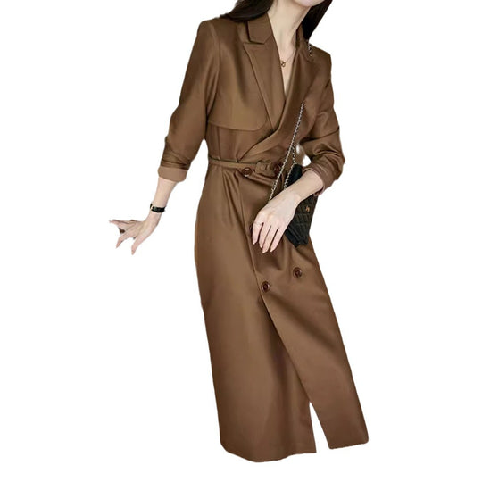 Damen Eleganter Trenchcoat mit doppelter Knopfleiste und Taillengürtel Shop Nory