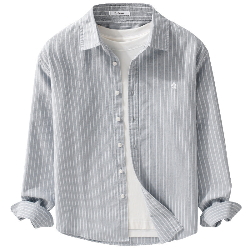 Herren Gestreiftes Layering-Hemd aus feinem Oxford-Baumwollstoff mit entspanntem Schnitt Shop Nory