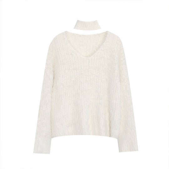 Damen Kuscheliger V-Ausschnitt Pullover Set Shop Nory