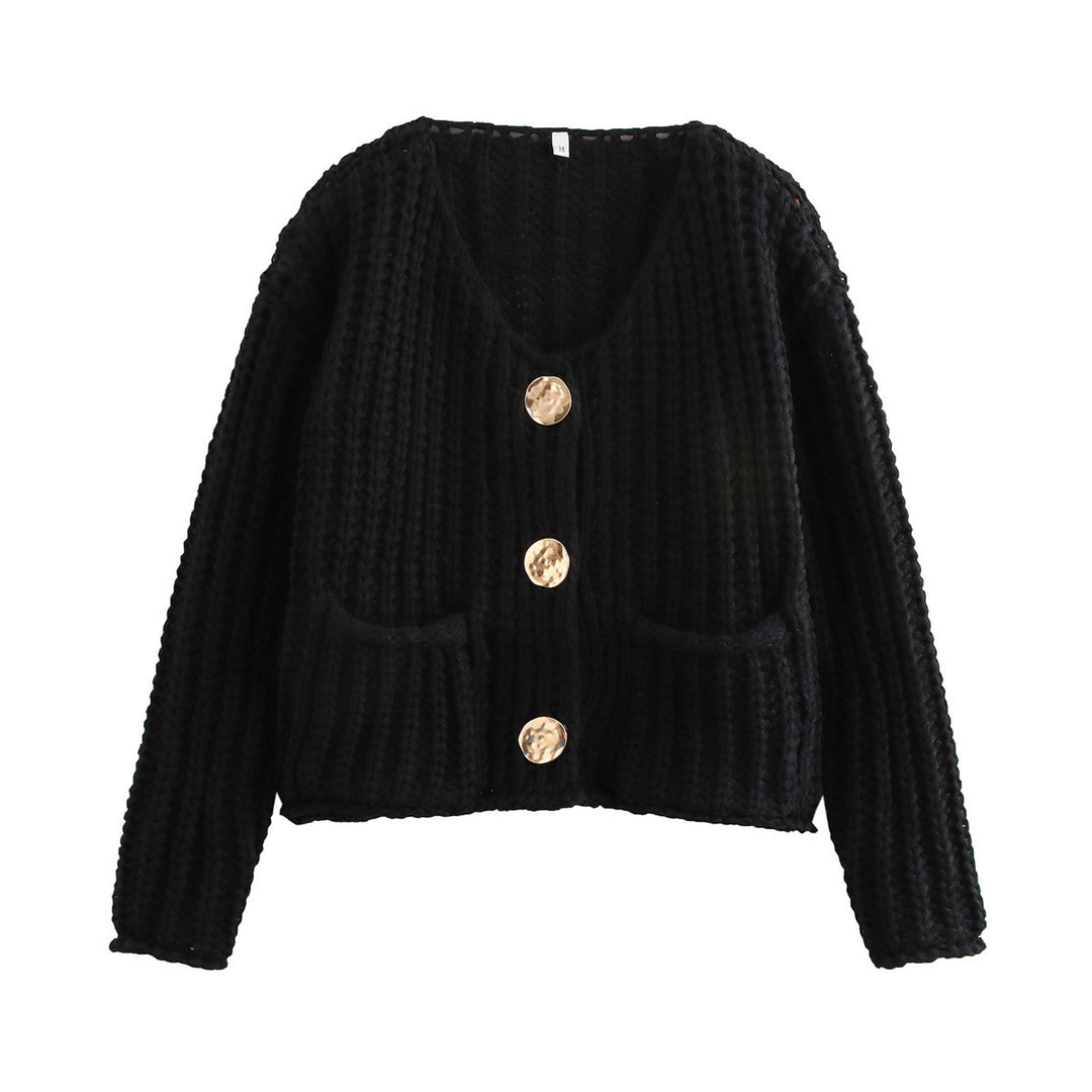 Damen Kurzcardigan im Rippen-Grobstrick mit aufgesetzten Taschen und Statementknöpfen Shop Nory