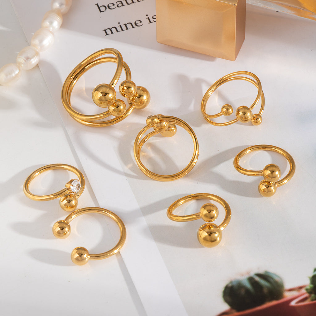 Damen Eleganter Ring mit Doppel-Kugel Shop Nory