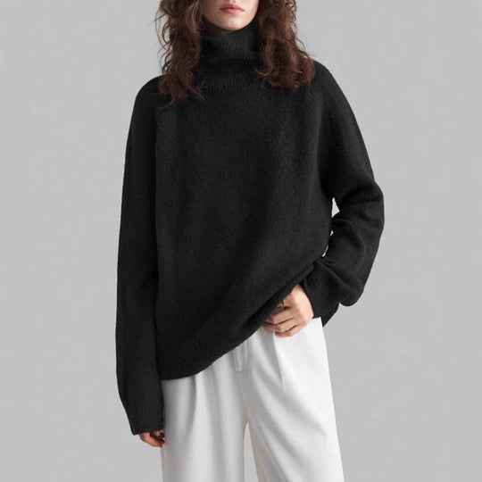 Damen Oversize Rollkragen-Feinstrickpullover mit Raglanärmeln und seitlichen Schlitzen Shop Nory