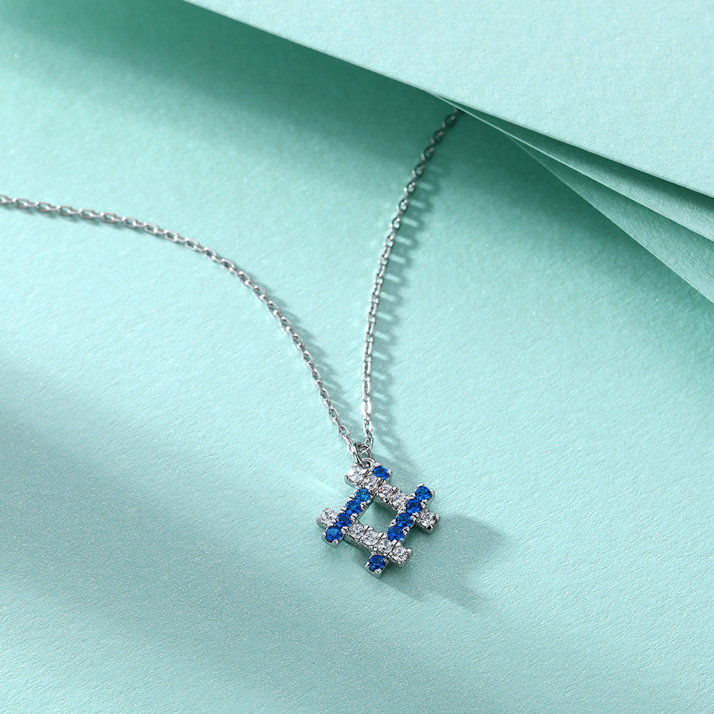 Damen Halskette mit funkelndem blau-weißem Kristallschmuck Shop Nory