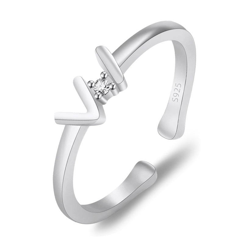 Damen Offener Ring mit geschwungenem Design und funkelndem Zirkonia-Besatz Shop Nory