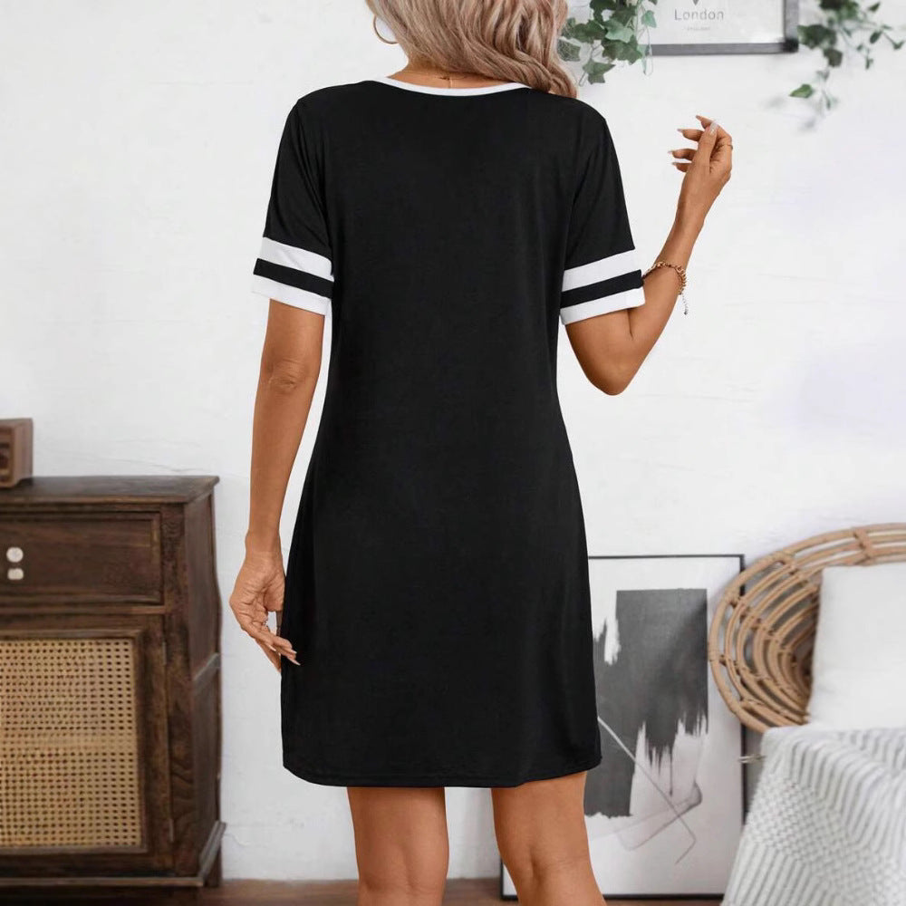 Damen nan Tunika-Minikleid mit Ring-Reißverschluss und sportiven Ärmelstreifen