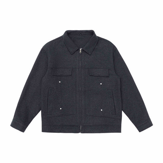 Herren Wollmix‑Shacket mit Reißverschluss, Pattentaschen und kastiger Silhouette Shop Nory