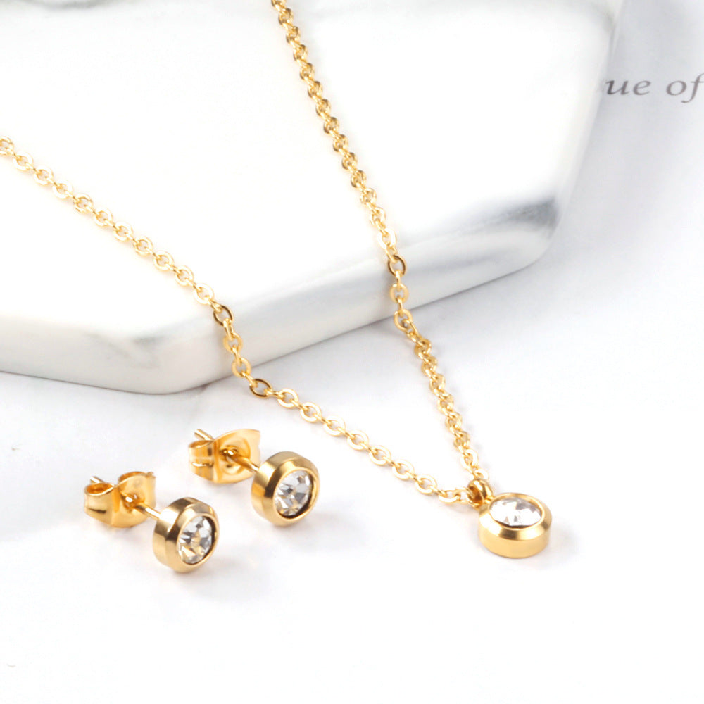 Damen Schmuckset mit Zirkon-Anhänger und dazu passenden Ohrsteckern Shop Nory