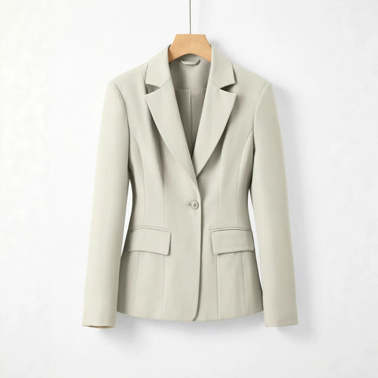 Damen Figurbetonter Ein-Knopf Business-Blazer mit Pattentaschen Shop Nory