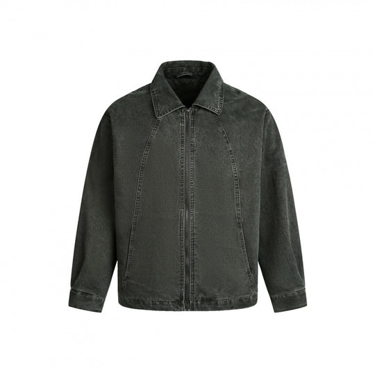 Herren Oversized Canvas-Jacke mit Hemdkragen, Raglannähten und durchgehendem Reißverschluss Shop Nory