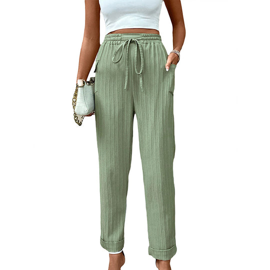 Damen Leichte High‑Waist-Hose mit Gummibund, Kordelzug und aufgesetzten Taschen Shop Nory