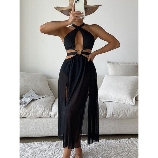 Damen Sexy Strandkleid mit Cut-Outs Shopnory