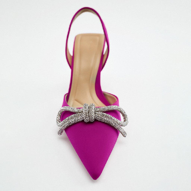 Damen Slingback Pumps mit funkelndem Schleifenakzent und elegantem Absatz