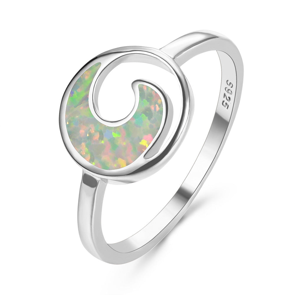 Damen Ring mit eleganter Spiralform und schimmerndem Opal Shop Nory