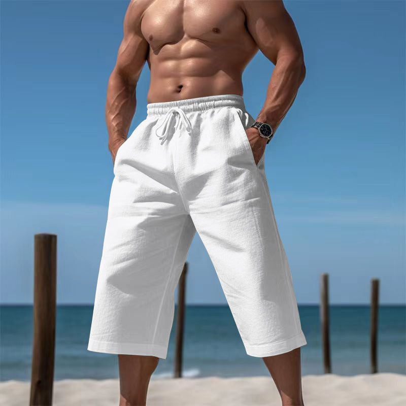 Herren nan lässige knielange Bermuda-Shorts mit elastischem Bund und Tunnelzug