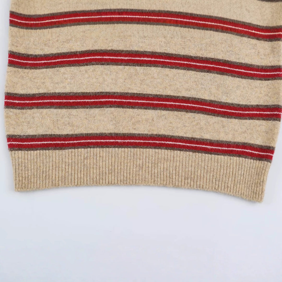 Damen Gestreifter Oversize-Pullover mit Polokragen und V-Ausschnitt Shop Nory