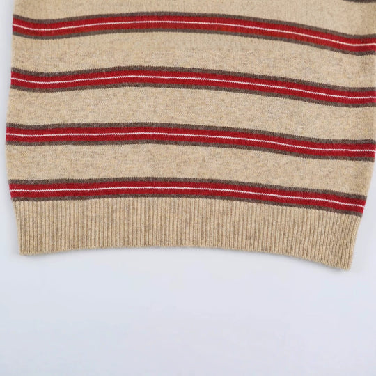Damen Gestreifter Oversize-Pullover mit Polokragen und V-Ausschnitt Shop Nory