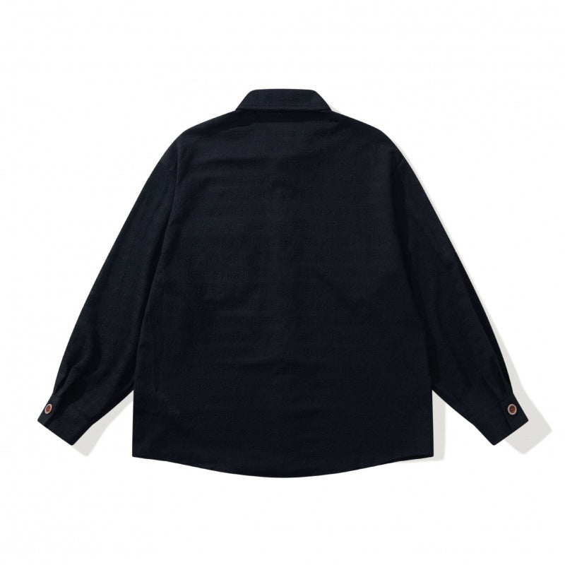 Unisex Strukturstrick-Hemdjacke mit kastigem Oversize-Schnitt und kontrastierter Brusttasche Shop Nory