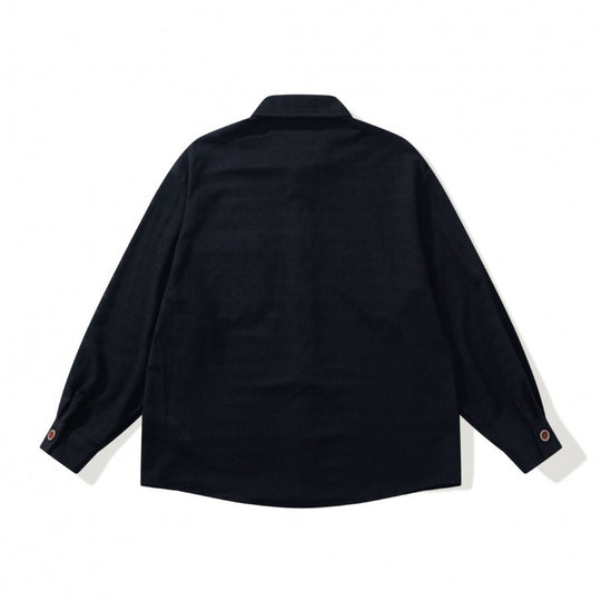 Unisex Strukturstrick-Hemdjacke mit kastigem Oversize-Schnitt und kontrastierter Brusttasche Shop Nory