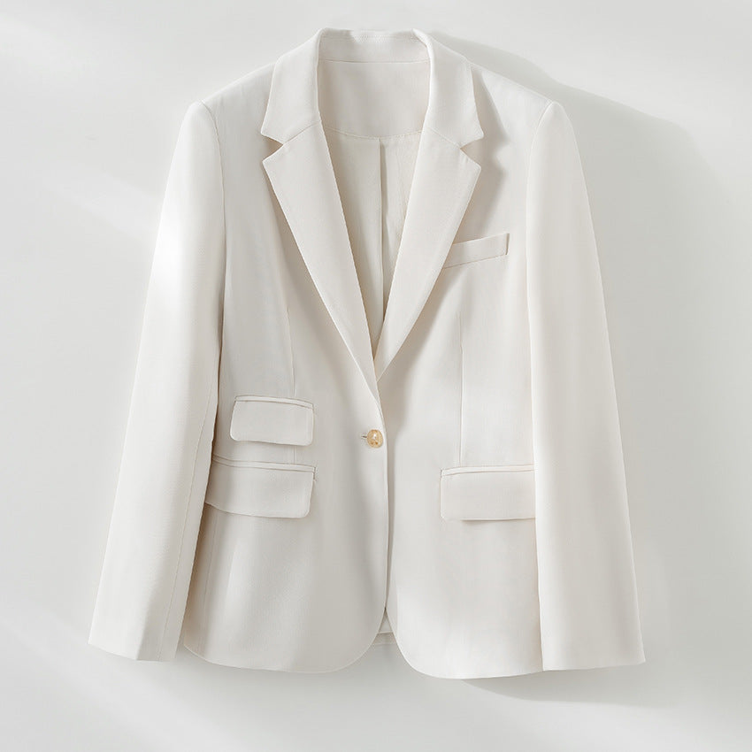 Damen taillierter Ein-Knopf-Blazer mit Reverskragen und Pattentaschen Shop Nory
