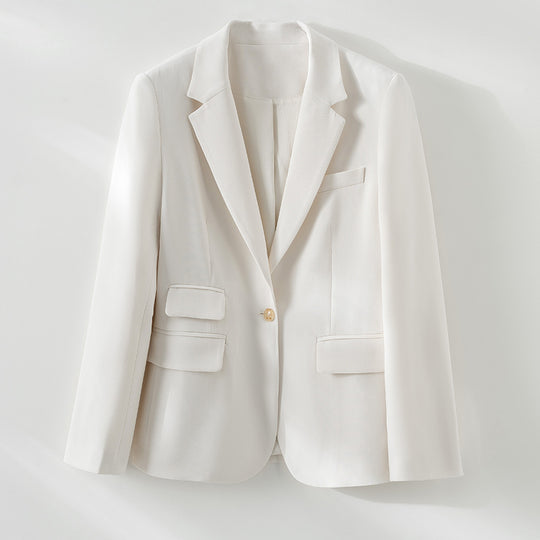 Damen taillierter Ein-Knopf-Blazer mit Reverskragen und Pattentaschen Shop Nory