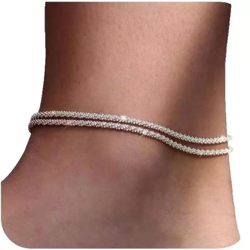 Damen Fußkettchen mit eleganten Zirkonia-Details Shop Nory