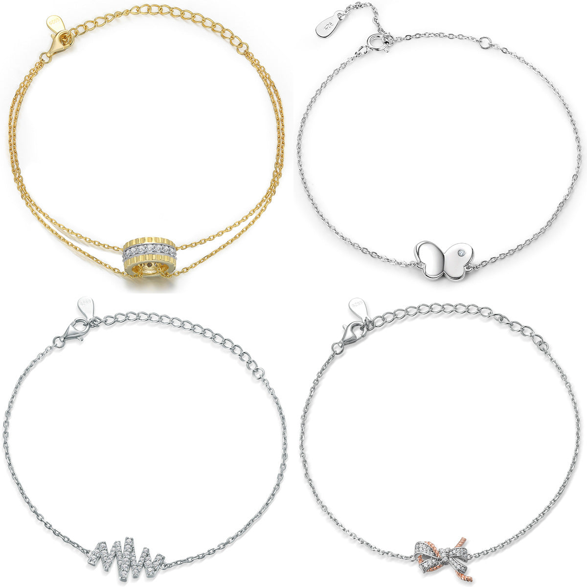 Damenarmband mit funkelndem Zirkonia und modernem Wellenmuster Shop Nory