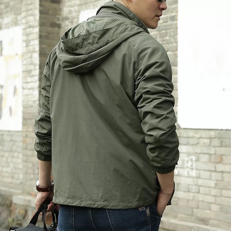 Herren leichter winddichter Shell‑Hoodie mit Mesh‑Futter, Kapuze und verstellbarem Saum Shop Nory