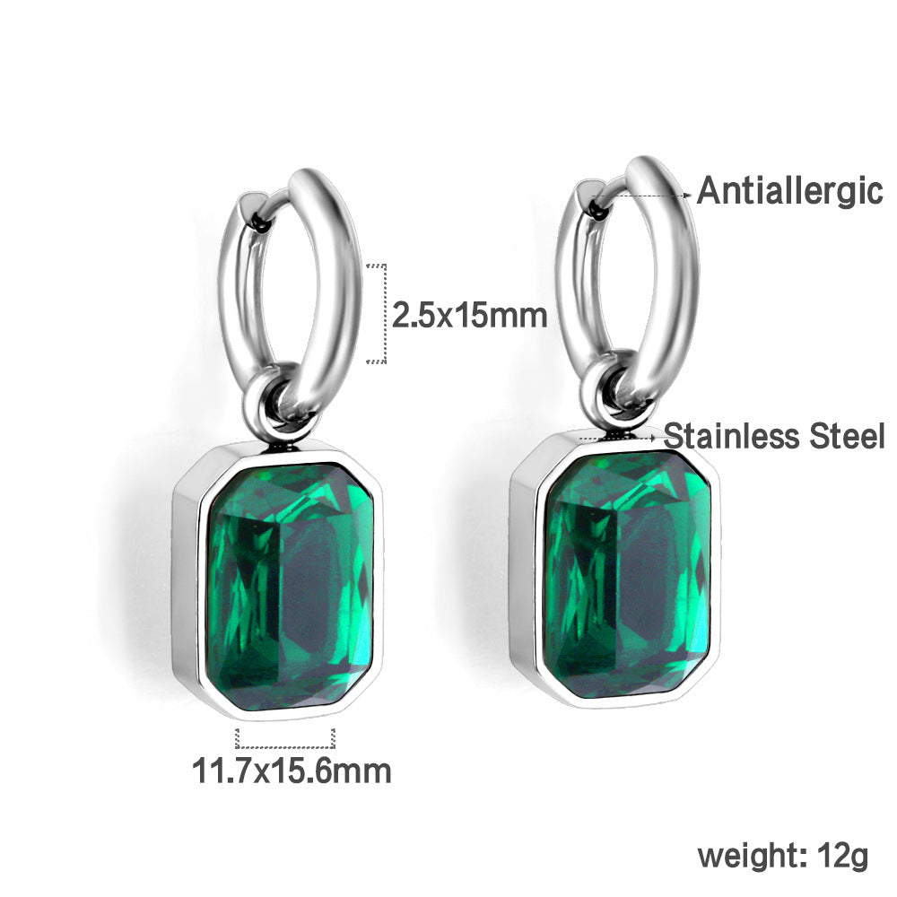 Damen Edelstahl Ohrhänger mit funkelnden Zirkonia und goldplattiertem Design Shop Nory
