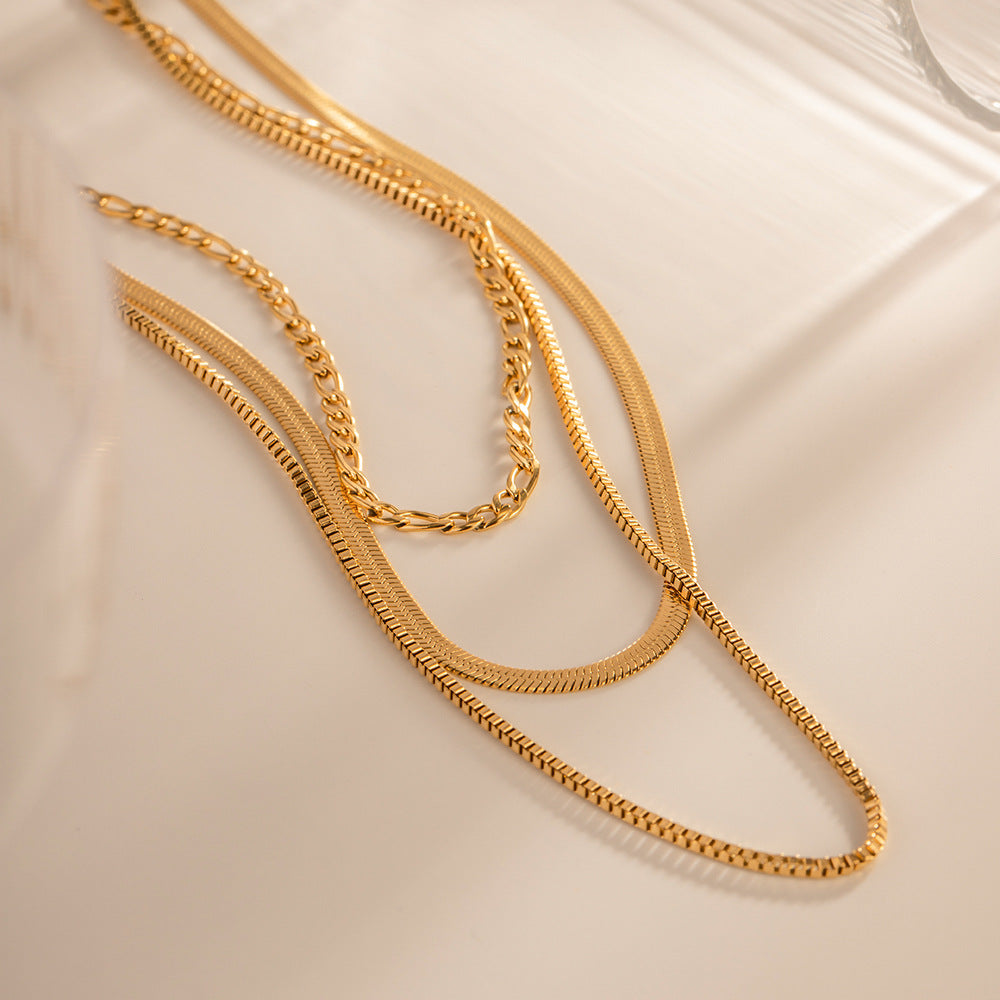 Damen elegante mehrlagige Halskette aus hypoallergenem Edelstahl Shop Nory