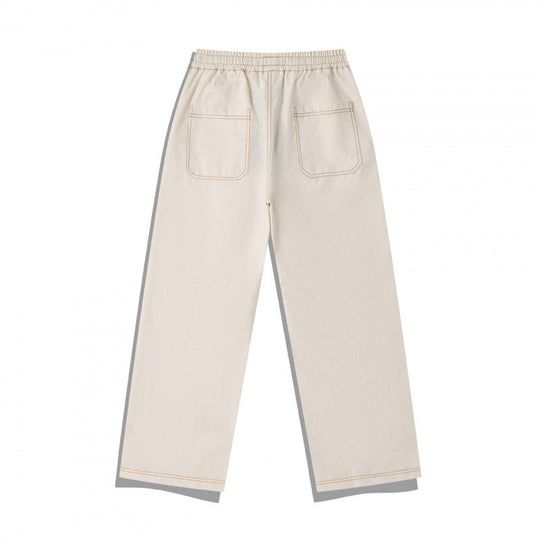 Unisex Weite Denim-Hose mit elastischem Bund, Kordelzug und gesteppter Kniepasse Shop Nory