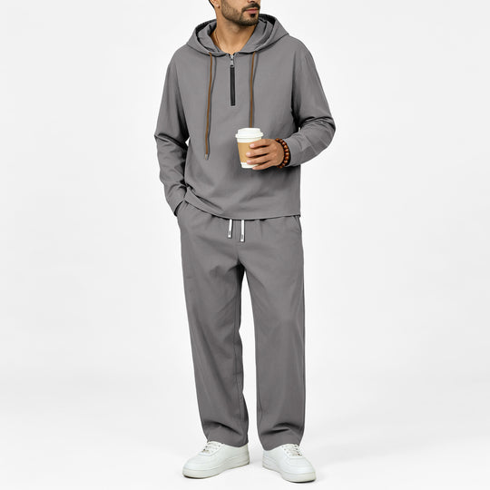Herren Leichter Halbzip-Kapuzenpullover im Relaxed-Fit mit Kordelzug Shop Nory