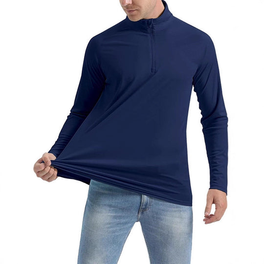 Herren Sportlicher Langarm-Hoodie mit halbem Reißverschluss