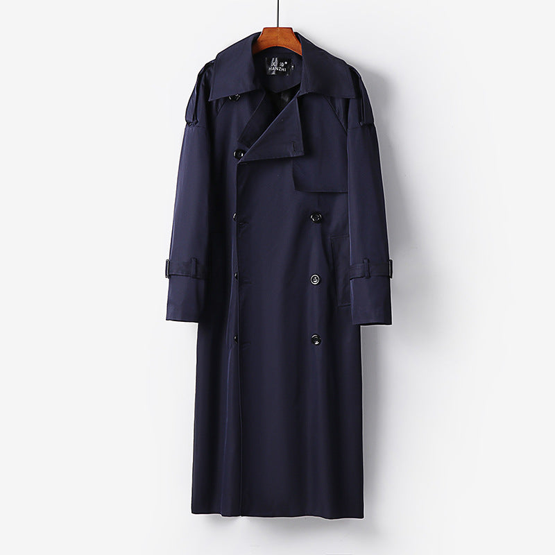 Damen Langer Doppelreihiger Trenchcoat mit Bindegürtel und Epauletten Shop Nory