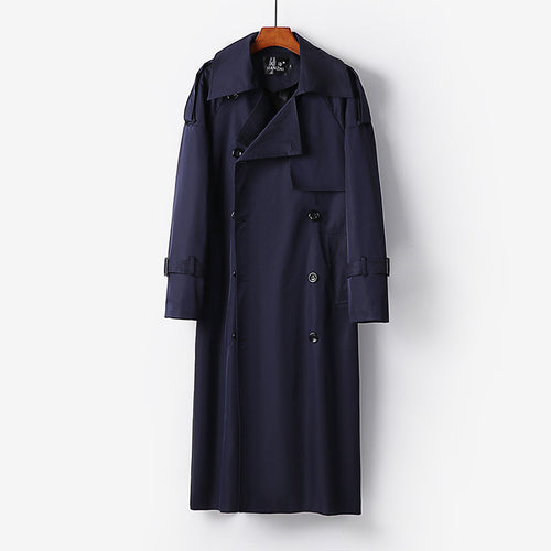 Herren Lang geschnittener Trenchcoat mit doppelter Knopfleiste und Sturmklappe Shop Nory