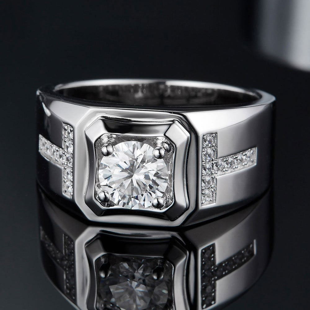 Damen Designerkreuz-Ring mit funkelndem Solitär und Zirkoniasteinen Shop Nory