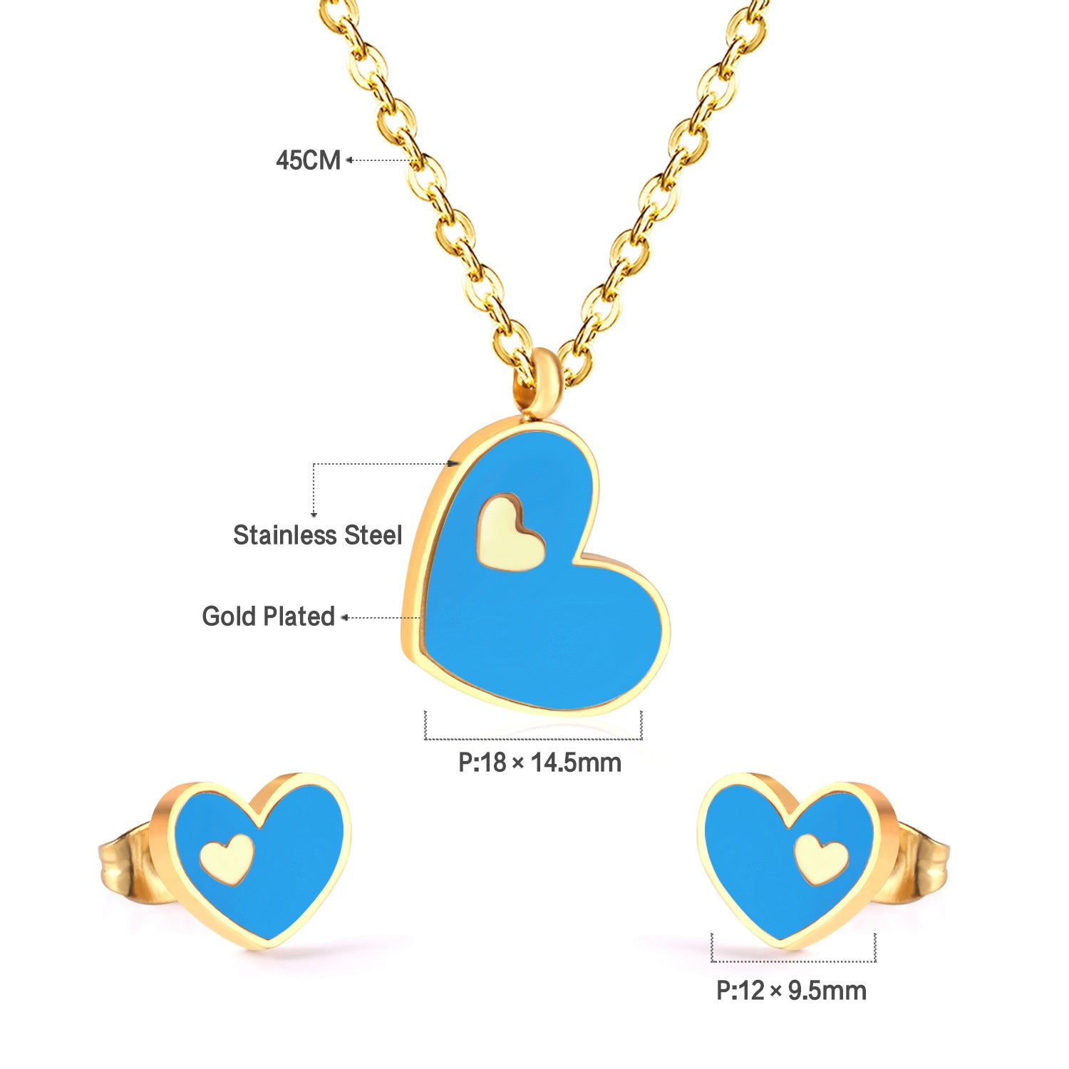Damen Schmuckset mit rotem Herzanhänger und passenden Ohrsteckern Shop Nory