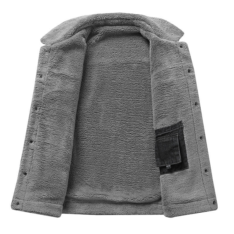 Herren Overshirt-Jacke aus Denim mit Teddyfutter und Sherpa-Kragen Shop Nory