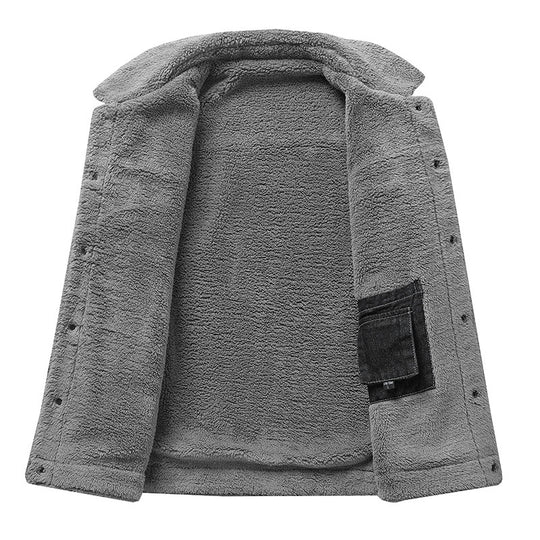 Herren Overshirt-Jacke aus Denim mit Teddyfutter und Sherpa-Kragen Shop Nory
