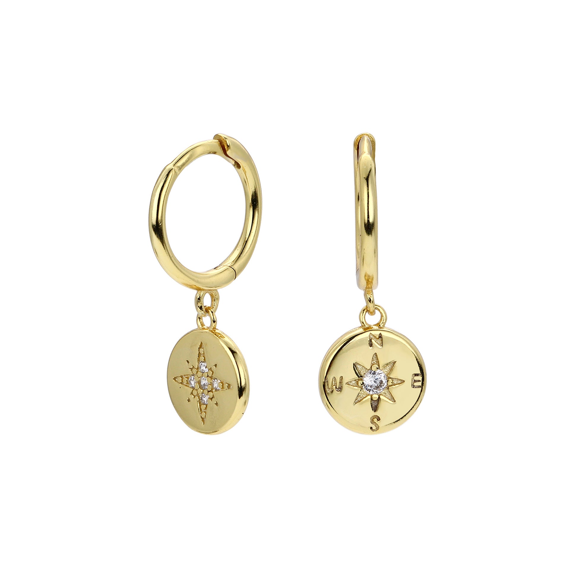 Damen Ohrringe mit modernem Kompassanhänger aus 925 Sterlingsilber Shop Nory