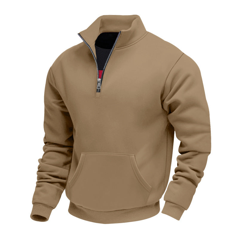 Herren Halbzip-Sweatshirt mit Stehkragen, Kängurutasche und Rippbündchen Shop Nory