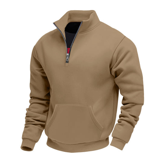 Herren Halbzip-Sweatshirt mit Stehkragen, Kängurutasche und Rippbündchen Shop Nory