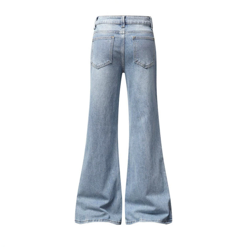 Damen High‑Waist Flared‑Jeans mit seitlicher Schnürung und weitem Schlag Shop Nory
