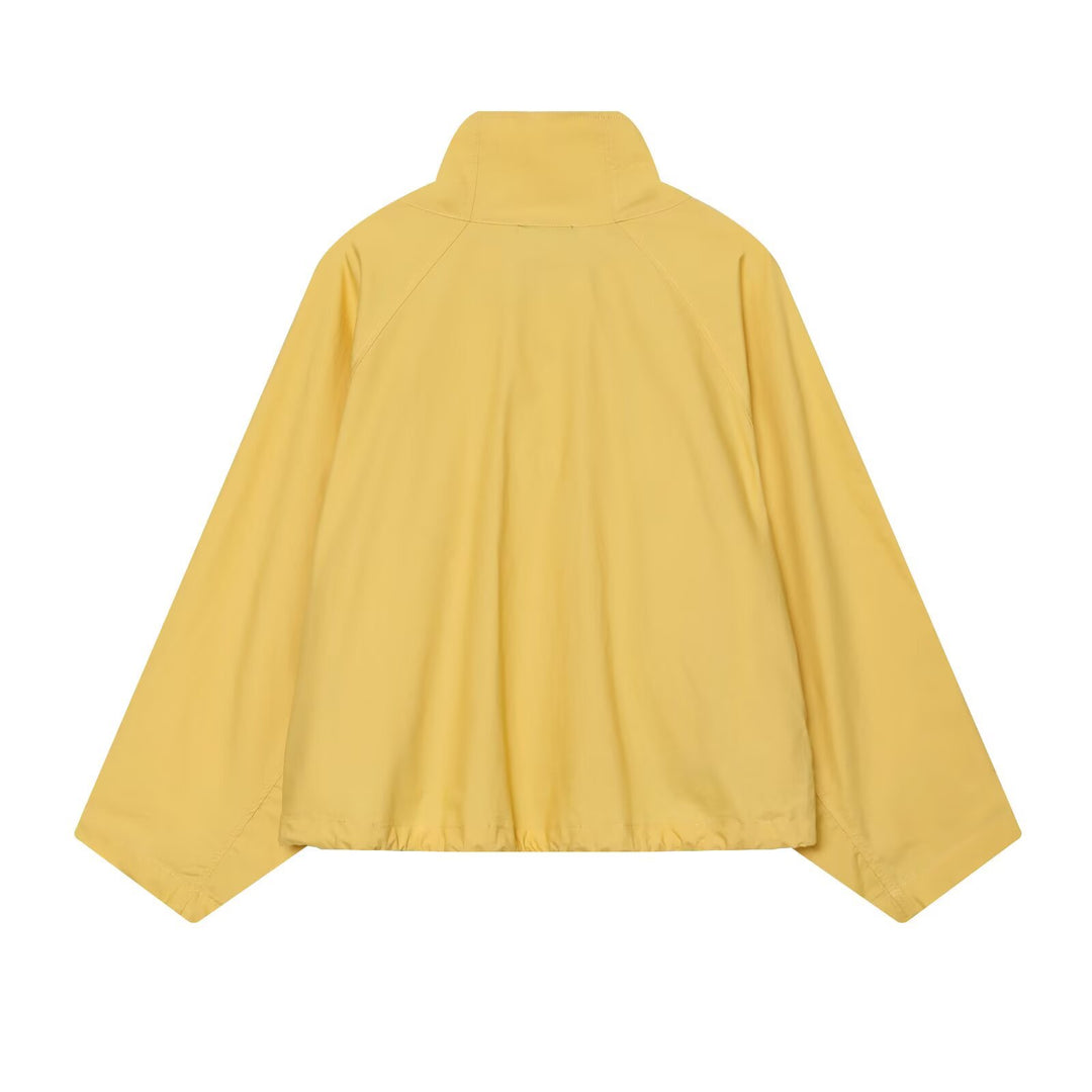 Damen Kurze wasserabweisende Übergangsjacke mit weitem Raglanärmel und Tunnelzug Shop Nory