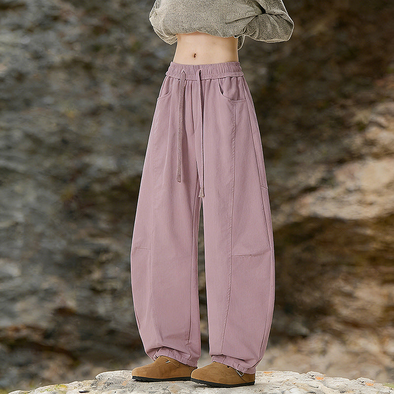 Damen Oversize Cargo-Hose aus Baumwollmix mit hohem Elastikbund und Beinbündchen Shop Nory
